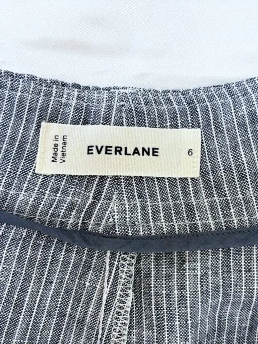 Everlane The Way-High Drake Pant Women's 100% Linen Wide-Leg Blue Striped Size 6